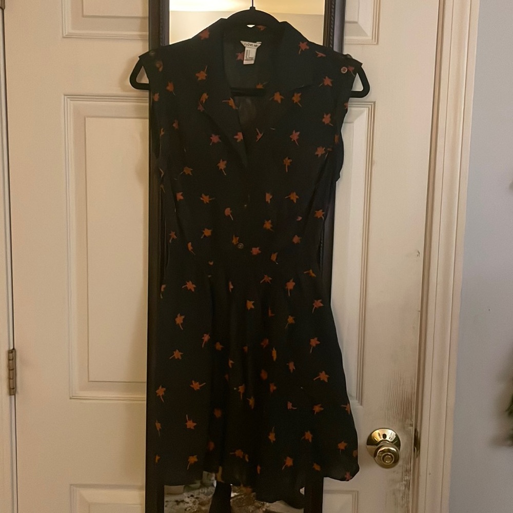 Palm Tree Print Collared Sun Dress